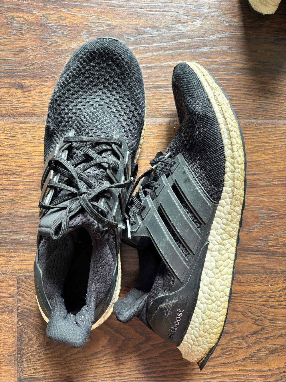 adidas Black and Off-White Ultraboost Knit Sneakers